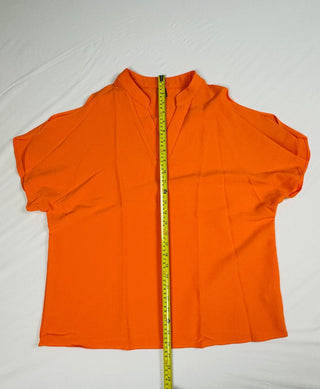 SHEIN Soft & Flowy Orange V-Neck Short Sleeve Top Size Large