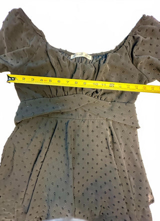 Altar’d State Black Swiss Dot Romper M Long Sleeve Tie Waist Boho Ruffle Shorts