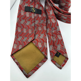 Robert Talbott Studio Silk Tie Red Abstract Geometric Pattern USA Made