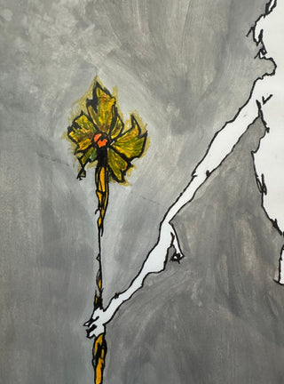 Original Acrylic Painting by Anthony Perry - Abstract Figure with Staff in Black
