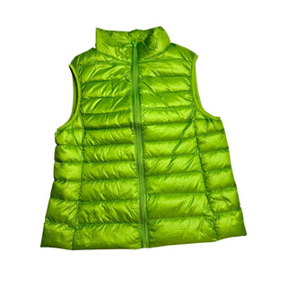 Women’s Lime Green Packable Puffer Vest Lightweight Quilted Zip Pocket