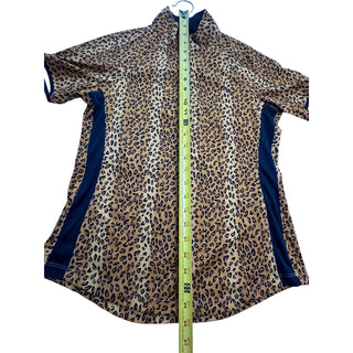 Greg Norman Play Dry Women's S Leopard Print 1/4 Zip Golf Polo Animal Print