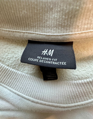 H&M Relaxed Fit Cream Crew Neck Sweatshirt Size Small