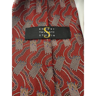 Robert Talbott Studio Silk Tie Red Abstract Geometric Pattern USA Made