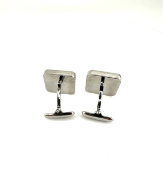 Square Blue and Gold Checkered Cufflinks with Bullet Back