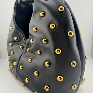 Dolce Vita Black Faux Leather Studded Handle Bag