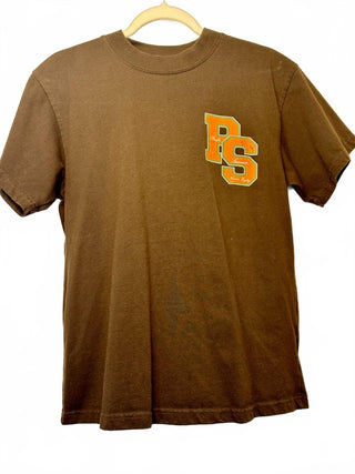 PacSun Brown Graphic T-Shirt with Orange PS and Clover 80