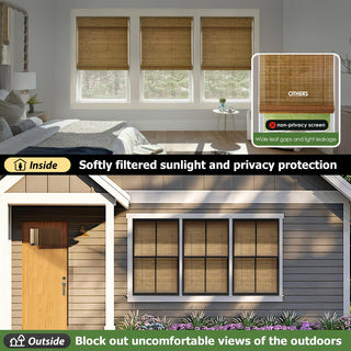 LazBlinds 20x64 Cordless Bamboo Roman Shade Room Darkening Highfield Teak
