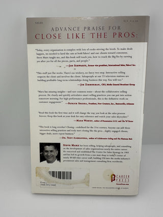 Close Like the Pros Steve Marx 2007 Sales Book Paperback