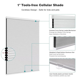 Cordless Blackout Cellular 27x72" Honeycomb Window Blinds Room Darkening White