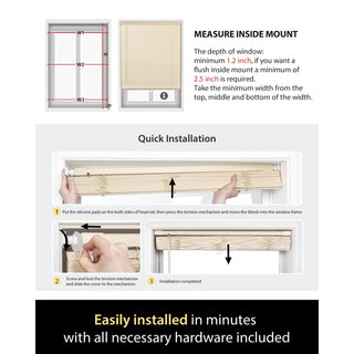 UNISHADES No Drill Cordless Mini Blinds 31" x 64" Black 1" Vinyl Privacy