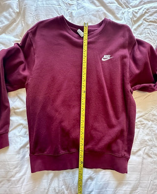 Nike Maroon Crewneck Sweatshirt with White Logo, Size Small
