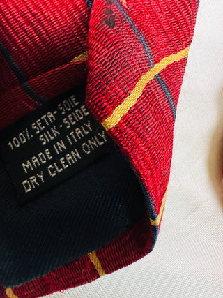 Sartori Made in Italy Silk Red Plaid Necktie Men’s Tie 60"