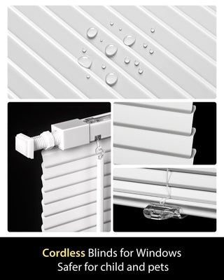UNISHADES No Drill Cordless Mini Blinds 33.5x64 White 1" Vinyl Privacy Inside