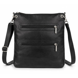 Margot New York Black Leather Crossbody Bag with Adjustable Strap