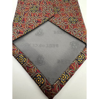 Robert Talbott Best of Class Silk Tie Burgundy Gold Medallion Geometric Italy