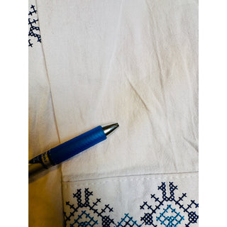 Mexican Guayabera Shirt Men’s White Blue Embroidered Cotton Made in Mexico