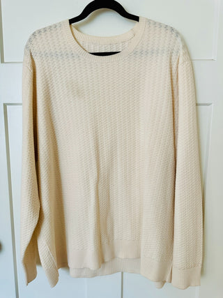 Cream Men's Crew Neck Sweater 50% Merino Wool 50% Acrylic L