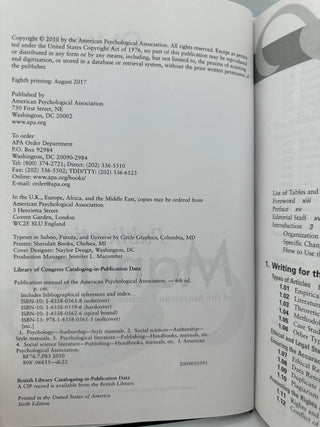 APA Publication Manual 6th Edition American Psychological Association PB
