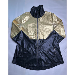 GGblue Luxe Sport Jacket Womens S Metallic Gold Black Full Zip Lightweight