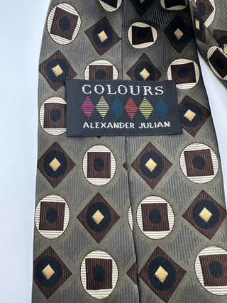 Alexander Julian Colours Men's Silk Tie with Geometric Pattern