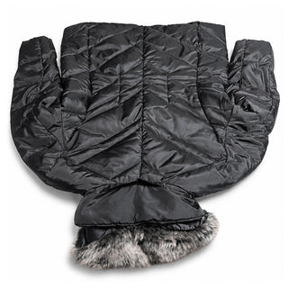 London Fog Womens L Black Down Puffer Coat Faux Fur Collar Quilted Winter