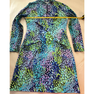 Women’s Abstract Print Quarter Zip Golf Dress Long Sleeve Pockets Activewear S