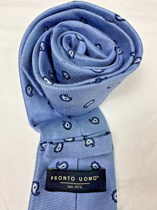 Pronto Uomo Blue Silk Paisley Pattern Men's Tie - Elegant