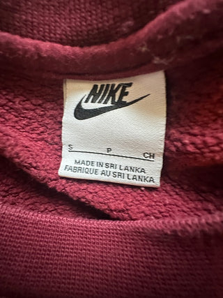 Nike Maroon Crewneck Sweatshirt with White Logo, Size Small