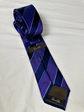 Tasso Elba Purple and Navy Striped Silk Tie - Formal Men's