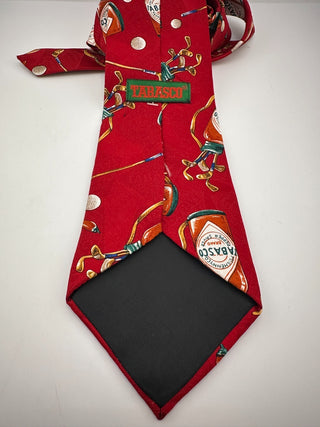 Tabasco Red Golf Themed Silk Tie with Golf Clubs and Balls