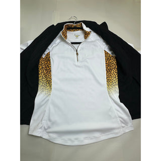 Greg Norman Solar XP Women S Leopard Print Reversible Golf Vest White 1/4 Zip