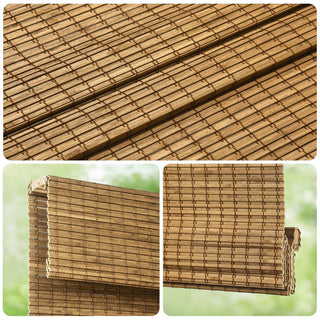LazBlinds 20x64 Cordless Bamboo Roman Shade Room Darkening Highfield Teak