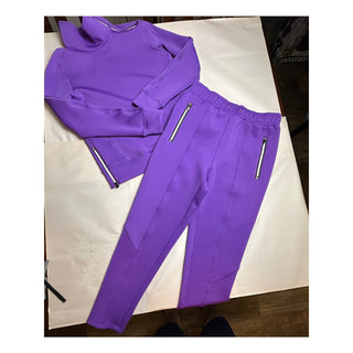 CEGOLFS Womens Small Purple 2 Piece Golf Track Suit Pullover Pants
