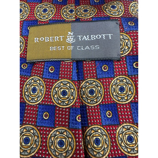 Robert Talbott Best of Class Silk Tie Red Blue Medallion Geometric USA 58