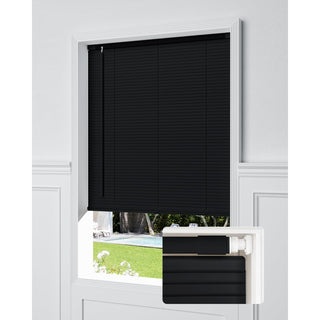 UNISHADES No Drill Cordless Mini Blinds 31" x 64" Black 1" Vinyl Privacy
