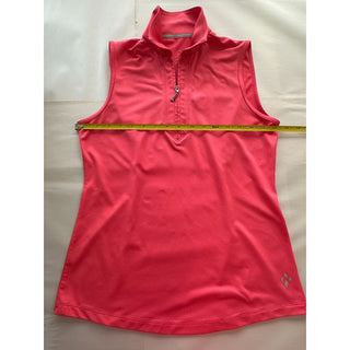 Jofit Women's Sleeveless Golf Polo 1/4 Zip Pink Performance Top Large