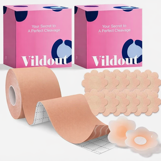 2 Pack Vildout Boob Tape Breast Lift Tape Kit w Nipple Covers Strapless Bra