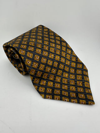 Navy & Navy 100% Silk Necktie Geometric Pattern Made in Italy