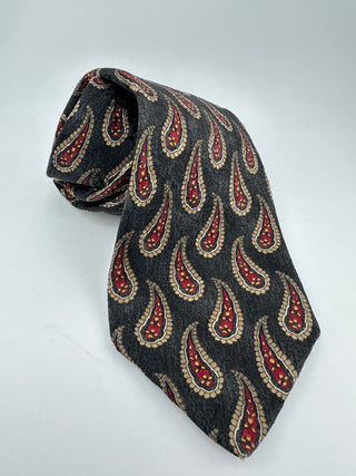 Robert Talbott Studio Silk Tie Black Red Paisley Men's Classic Necktie