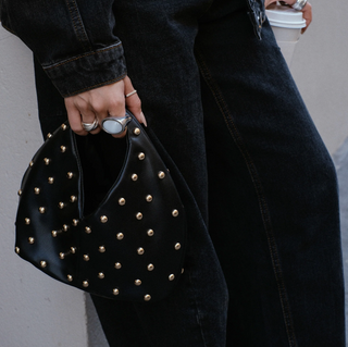 Dolce Vita Dahlia Black Studded Bag Faux Leather Mini Hobo NWT