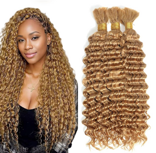 Human Braiding Hair Deep Wave Bulk Blonde No Weft for Braids Extensions