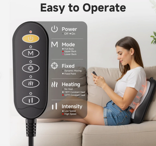 Back Massager with Heat Shiatsu Kneading Massage Pillow Chair Home Car