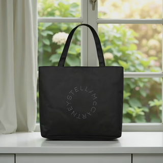 Logo Tote Bag Black Large Shoulder Bag w/Stella McCartney Logo