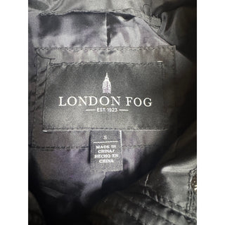 London Fog Womens Small Black Down Puffer Coat Faux Fur Hood Winter Jacket