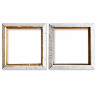 Set of 2 Ornate Baroque Picture Frames 10.75x11.2 Ivory Gold Distressed Glass
