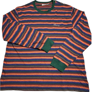 OBEY Men’s XL Striped Long Sleeve Shirt Multicolor 100% Cotton Fair Trade