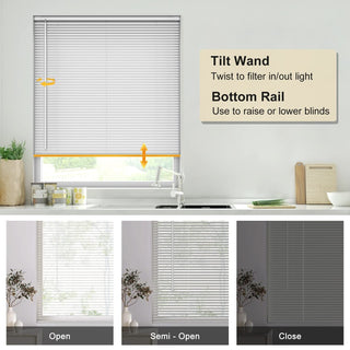 LazBlinds No Tools No Drill Cordless 1" Vinyl Mini Blinds 30" W x 72" H – White