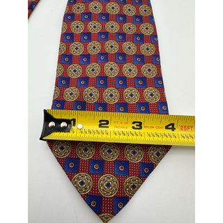 Robert Talbott Best of Class Silk Tie Red Blue Medallion Geometric USA 58