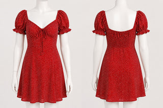 ZARA Red Polka Dot Puff Sleeve Mini Dress Size L